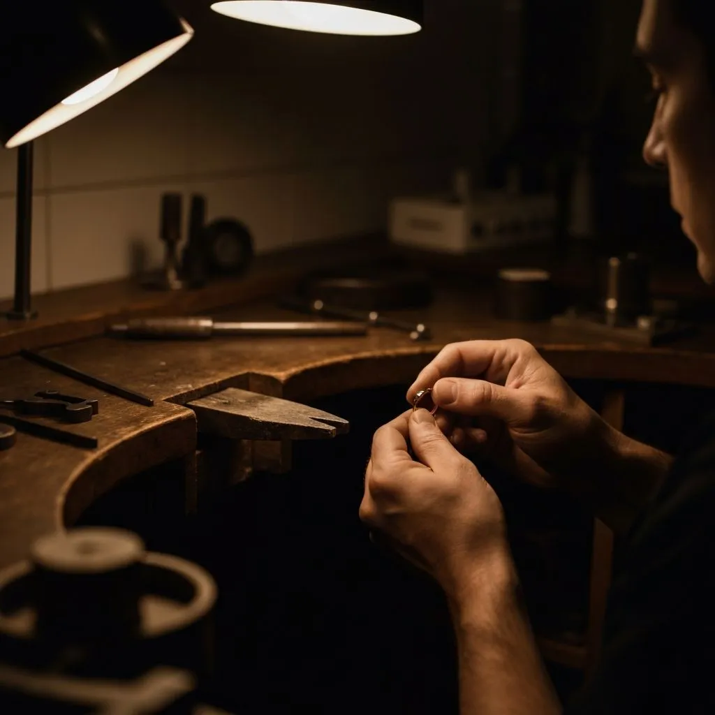 Jewellery artisan working in the workshop